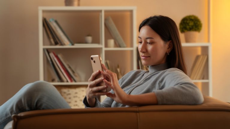 Femme qui lis sur telephone