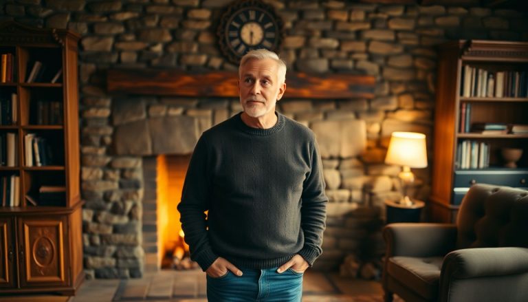 homme devant cheminée