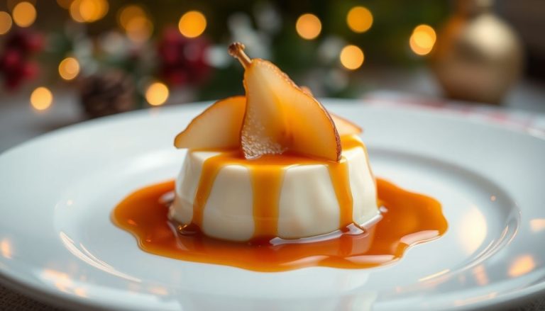Panna cotta à la poire et caramel beurre salé: une douceur irrésistible pour vos repas de fête
