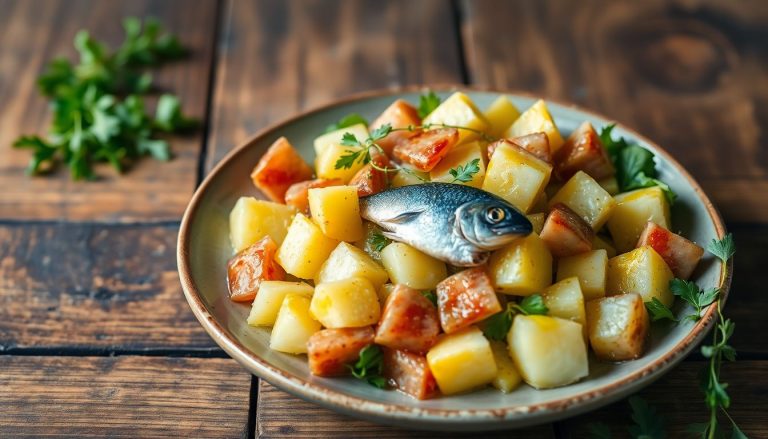 Salade tiède de pommes de terre, mâche et hareng fumé : l'alliance parfaite entre terre et mer