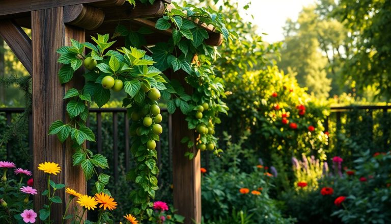 Actinidia dans un beau jardin pousse