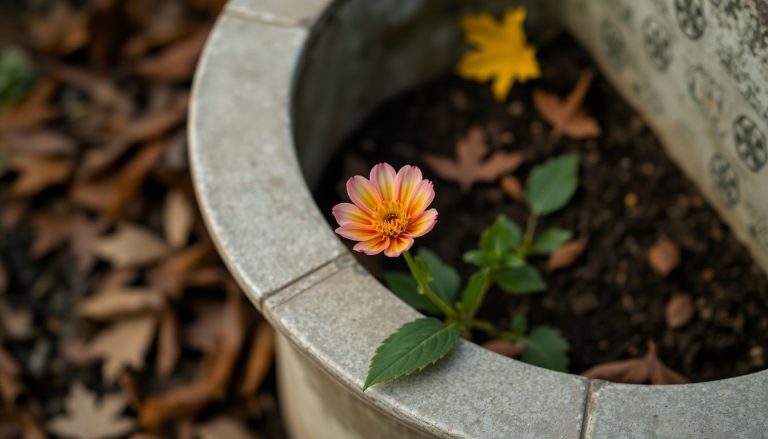 Cette fleur résistante pousse dans une jardinière abandonnée et fleurit jusqu'aux premiers gels