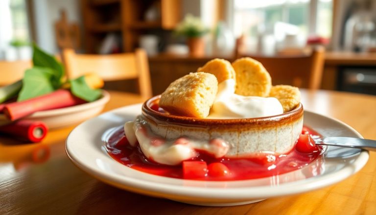 Crème dessert à la rhubarbe et biscuits sablés : l'alliance parfaite entre onctuosité et croquant