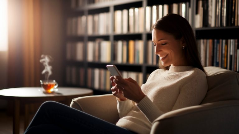 Femme qui lis sur telephone
