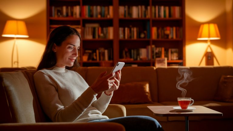 Femme qui lis sur telephone