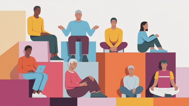 Style infographie, differentes position assises,