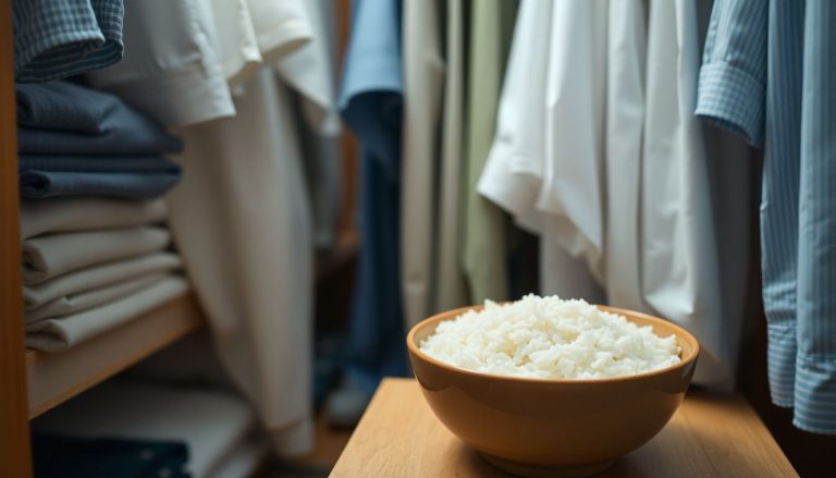 Bol de riz dans l'armoir vetement