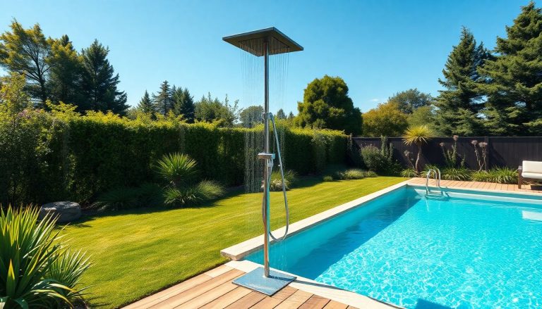 Comment installer une douche solaire dans le jardin près de votre piscine