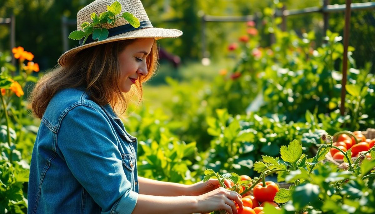 femme au potager