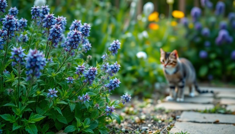 La népéta : cette plante vivace qui reste verte l'hiver, fleurit au printemps et éloigne les chats indésirables