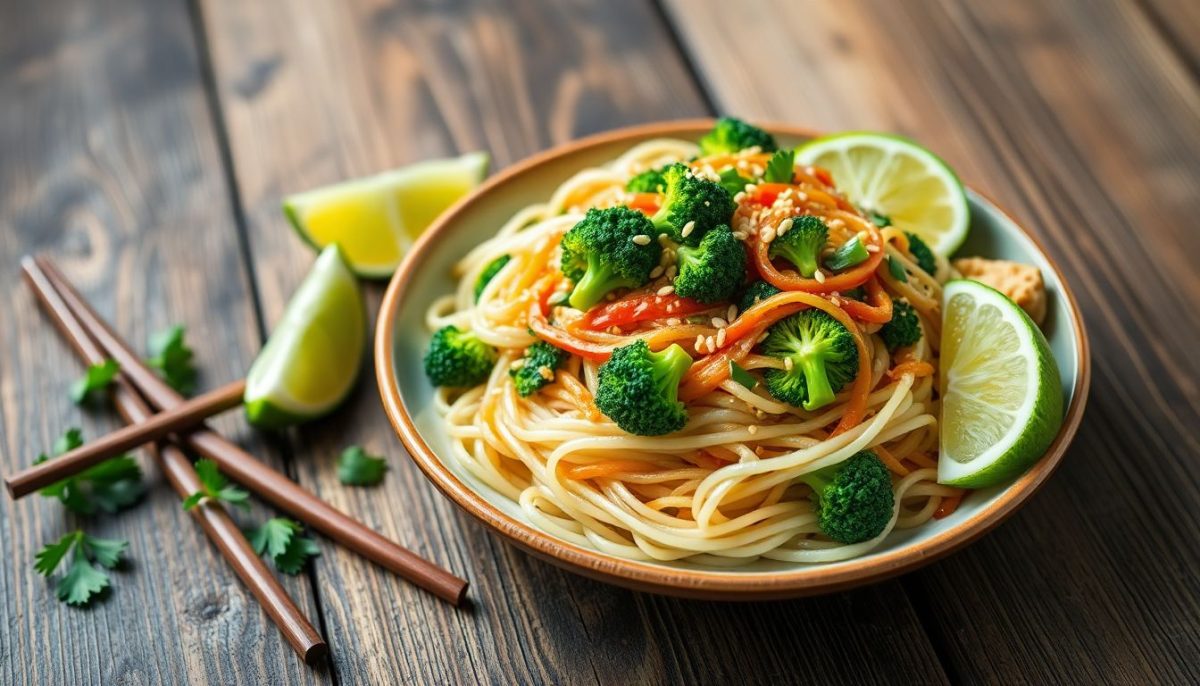 Recette de nouilles de riz sautées au brocoli, gingembre et citronnelle : un voyage gustatif en Asie