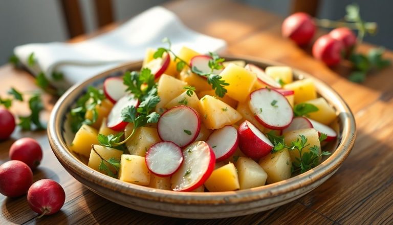 Salade tiède de pommes de terre nouvelles et radis croquants: un plat printanier irrésistible