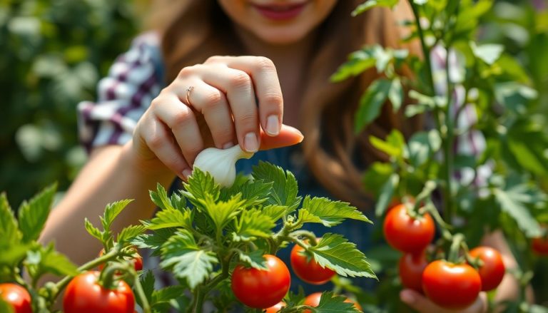 Elle frotte une gousse d'ail sur ses feuilles de tomate : le geste oublié qui éloigne tous les ravageurs