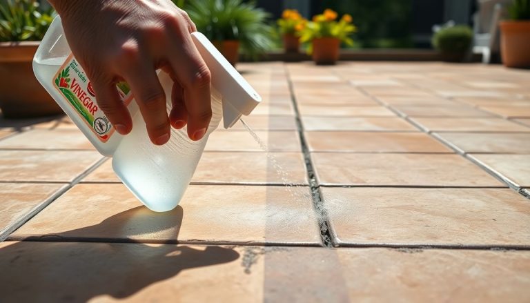 Un coup de pulvérisation au vinaigre blanc… et vos dalles redeviennent comme neuves