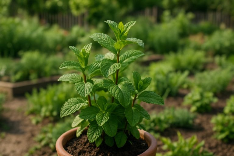 menthe dans potager
