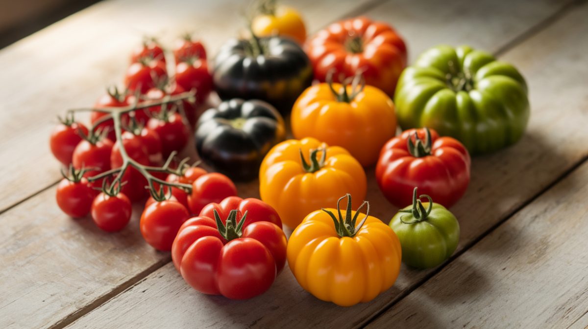 Tomate cerise Tomate cœur de bœuf Tomate noire de Crimée Tomate jaune Tomate verte Tomate roma