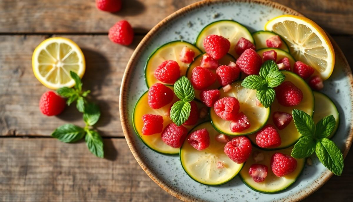 Carpaccio de courgettes citronnées aux éclats de framboises : la recette fraîcheur qui révolutionne vos apéritifs