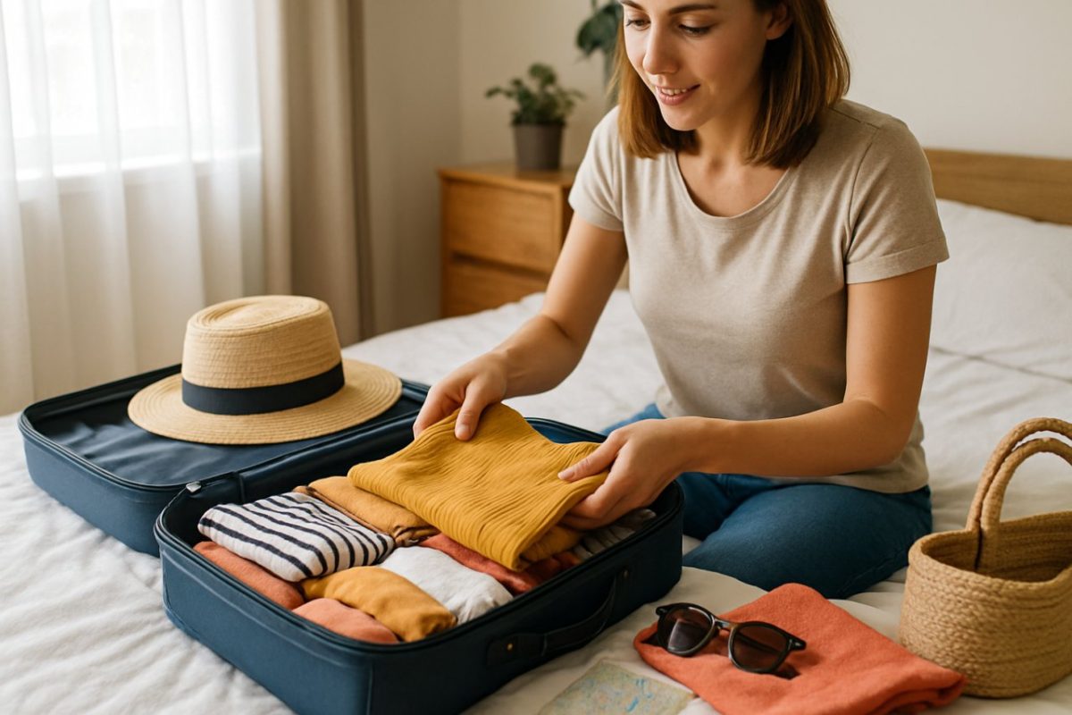 femme prepare son sac vacances