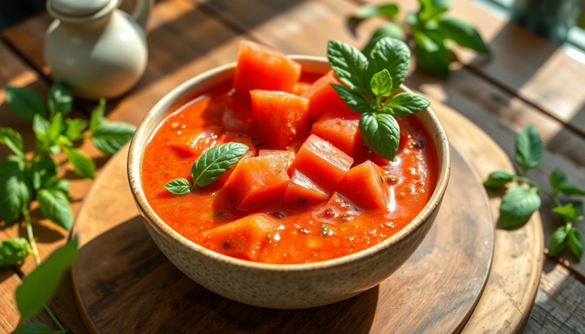 Gaspacho de tomates rôties & pastèque glacée : la recette fraîcheur qui révolutionne l'été