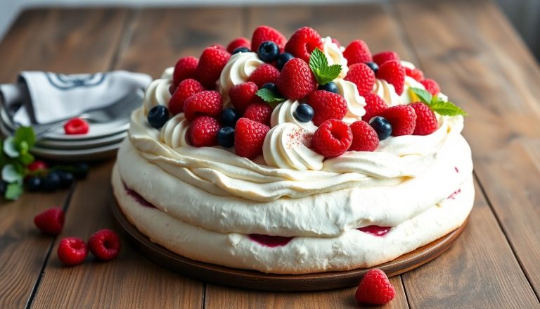 Pavlova estivale aux fruits rouges et chantilly vanille : le dessert qui fait sensation