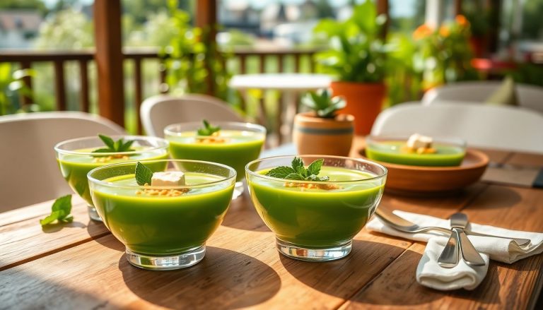 Soupe froide de petits pois à la menthe et crumble de chèvre : la recette estivale qui révolutionne vos apéritifs
