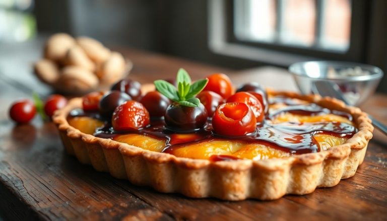 Tarte aux tomates cerises confites et caramel balsamique : quand le salé rencontre le sucré