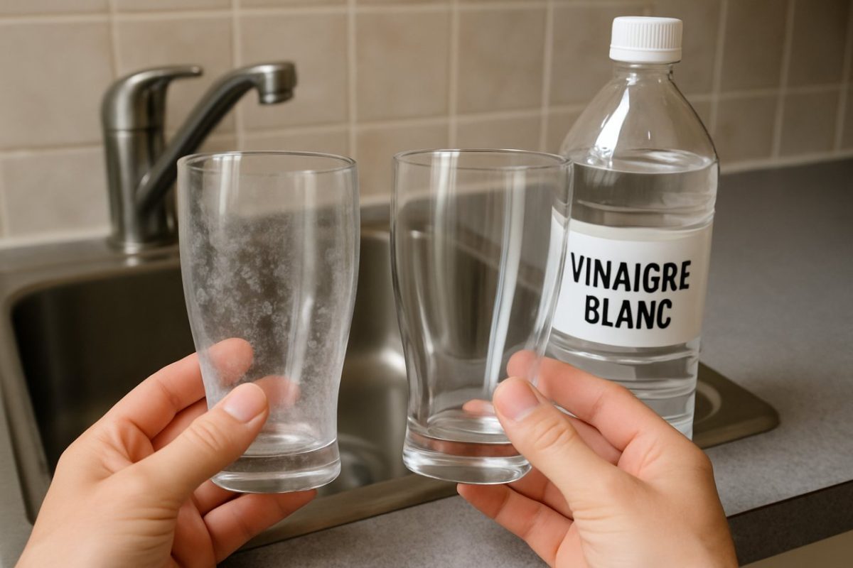 L'astuce infaillible pour éliminer les traces de calcaire sur vos verres avec du vinaigre blanc