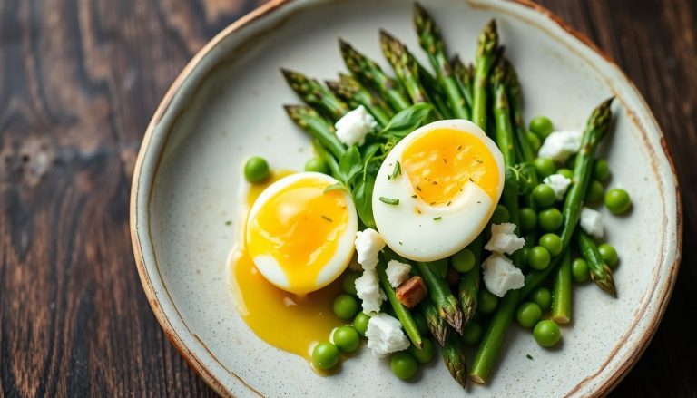 Artichauts rôtis, asperges vertes, petits pois, feta et œuf mollet : le plat de printemps qui change tout