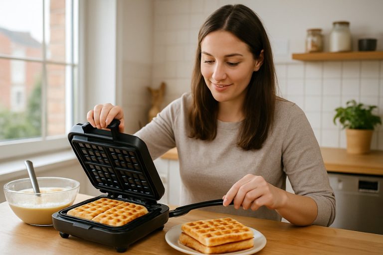femme qui fait des gaufres maison