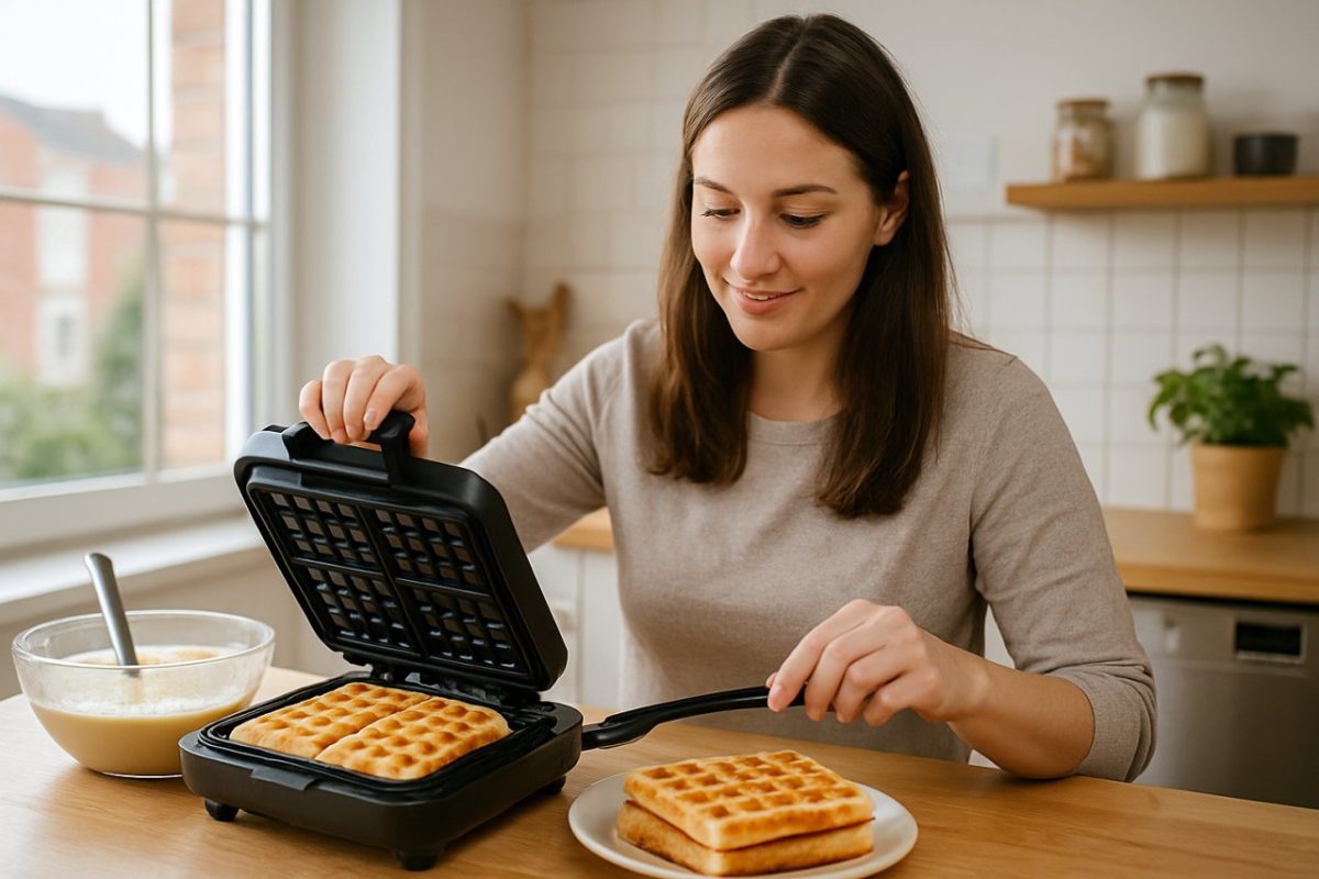 femme qui fait des gaufres maison